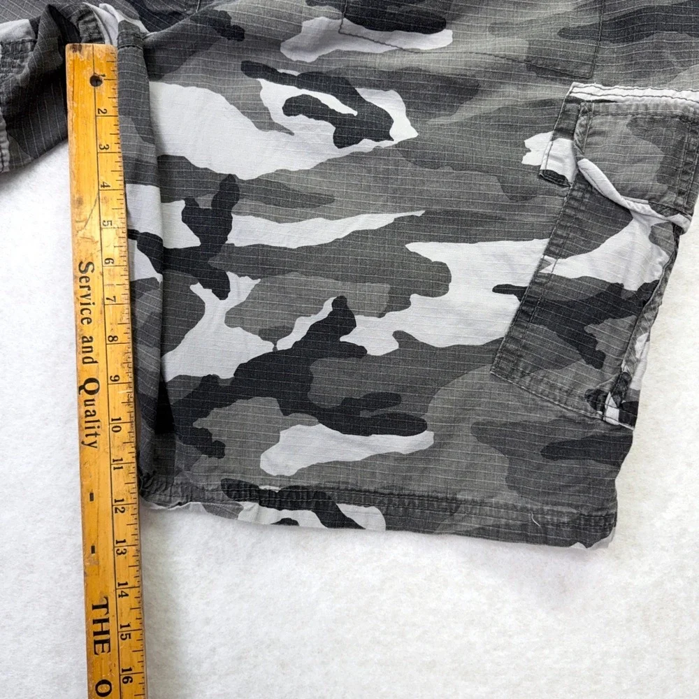Ecko Unltd Cargo Shorts Mens 46 Gray Camo Ripstop Streetwear Relaxed Fit Cotton